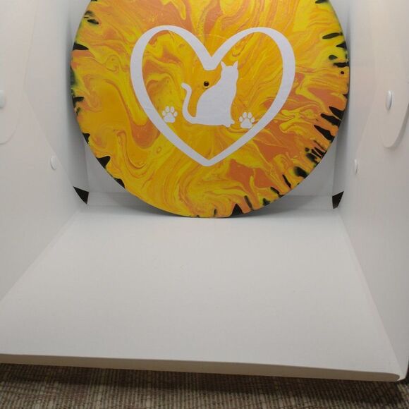 Hand Crafted Colorful Cat Fluid Art Painting On 12" Vinyl Record - Picture 5 of 9